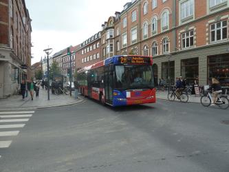 Bus line 2A on Boulevarden in Aalborg Bus line 2A on Boulevarden in Aalborg
