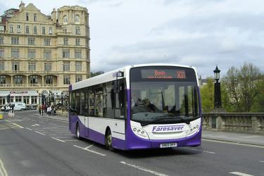 Bus front and side view Bus front and side view