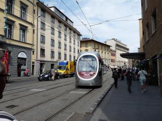Tram front view Tram front view