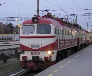 Electric locomotive at Baku Station