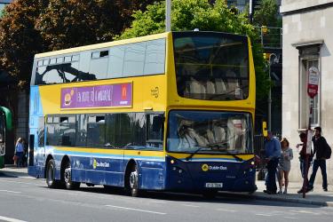 Double decker bus side and front view Double decker bus side and front view