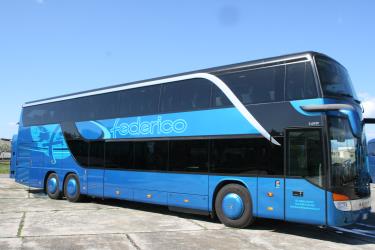 Double level bus side view