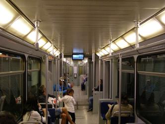 Interior of a Genoa metro train Interior of a Genoa metro train