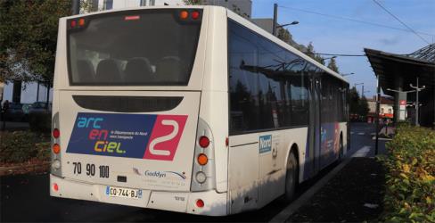 Bus rear view Bus rear view
