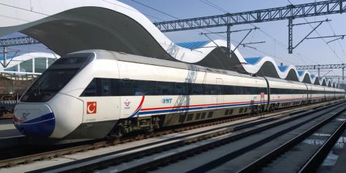High speed train side view