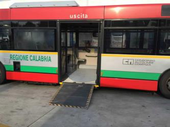 Bus side entrance with ramp