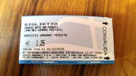 A single ticket of Trieste Trasporti A single ticket of Trieste Trasporti