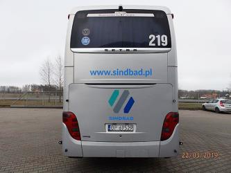 Bus rear view Bus rear view