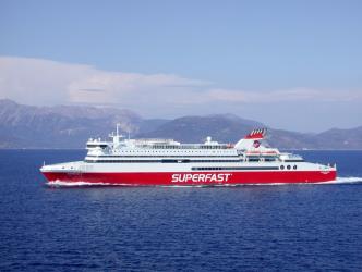 MS Superfast XI bound to Ancona passing Kefalonia island. MS Superfast XI bound to Ancona passing Kefalonia island.
