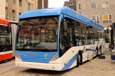 Bus front and side view Bus front and side view