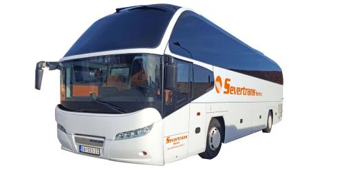 Bus front and side view Bus front and side view