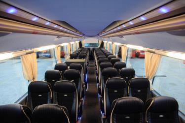 Bus interior looking towards the rear Bus interior looking towards the rear