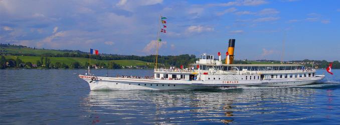 Simplon steamboat with paddle wheels Simplon steamboat with paddle wheels