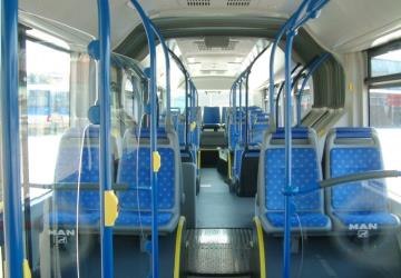 Interior of articulated bus Interior of articulated bus