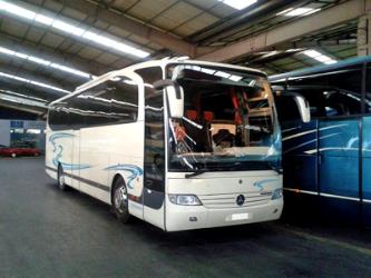 Bus front and side view Bus front and side view