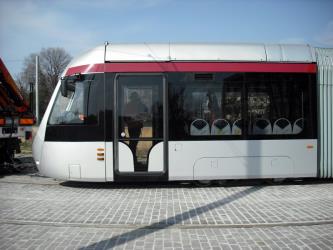 Tram side view Tram side view