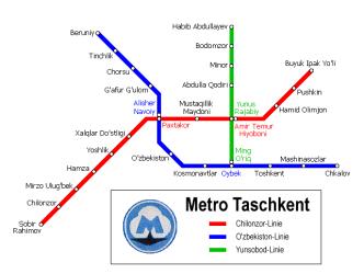 Tashkent Metro Map Tashkent Metro Map