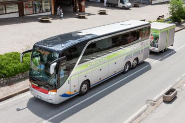 Bus with luggage trailer Bus with luggage trailer
