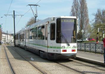 Tram with a low floor centre section Tram with a low floor centre section