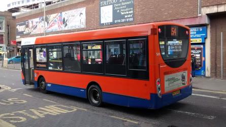 A Centrebus bus on route 154 in Leicester side and rear view A Centrebus bus on route 154 in Leicester side and rear view
