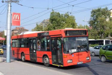 Bus in front of the railway station in Plovdiv