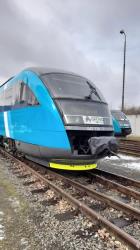 Bright blue trains in the Liberec region