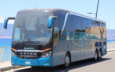 Bus front and side view Bus front and side view