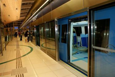 Metro Dubai at station platform Metro Dubai at station platform
