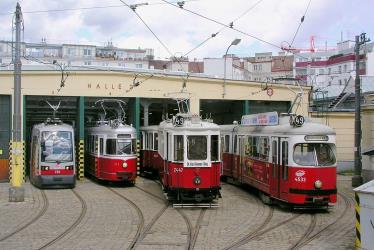 Four generations of trams at the Breitensee Depot Four generations of trams at the Breitensee Depot