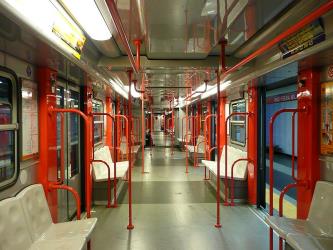 Inside a Line 1 train Inside a Line 1 train