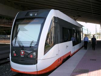 Tram at Lucentum station on line L3 Tram at Lucentum station on line L3