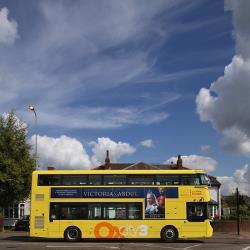 Yellow branded livery of a Route 3 bus Yellow branded livery of a Route 3 bus