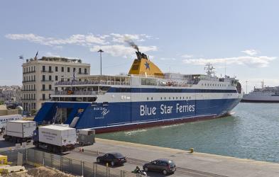 Blue Star Paros in the port of Piraeus Blue Star Paros in the port of Piraeus