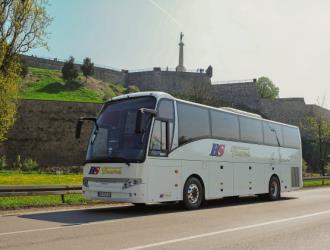 Bus front and side view Bus front and side view