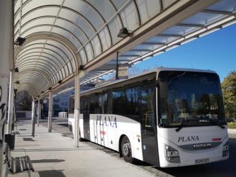 Urban bus exterior front-side view