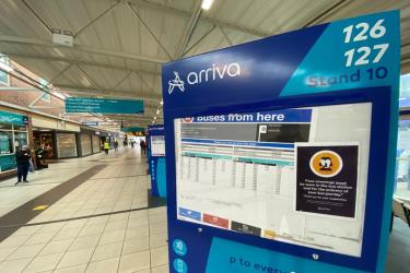 An Arriva stand at Wakefield Bus Station