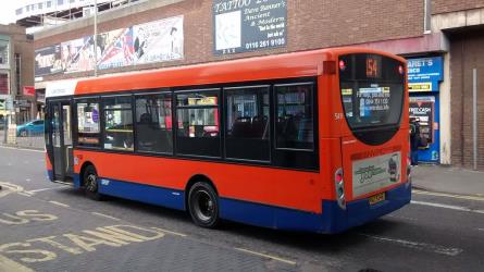 A Centrebus bus on route 154 in Leicester side and rear view