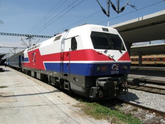 Electric locomotive in Thessaloniki station