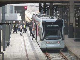 Tram in Aarhus station
