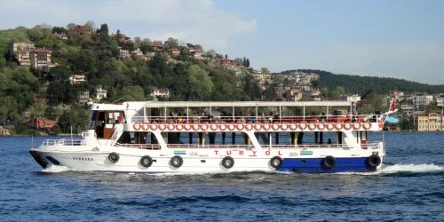 A Turyol ferry on the Bosporus in Istanbul.