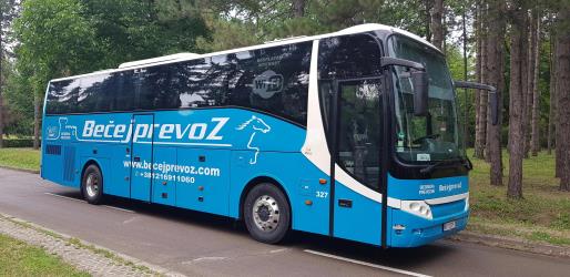Tourist bus with large luggage compartment