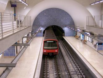 Train of the Lisbon Metro in Telheiras station (Green Line)