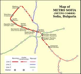 Map of Sofia metro