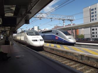 Renfe and SNCF trains at Lyon-Part-Dieu