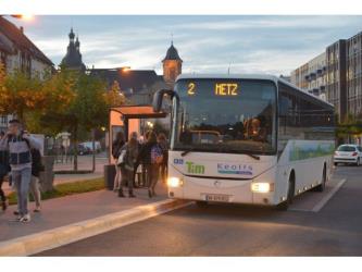 Bus to Metz at the bus stop