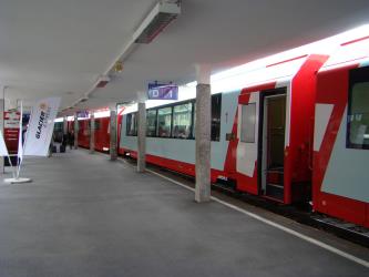 Glacier Express at platform 1 of St. Moritz.