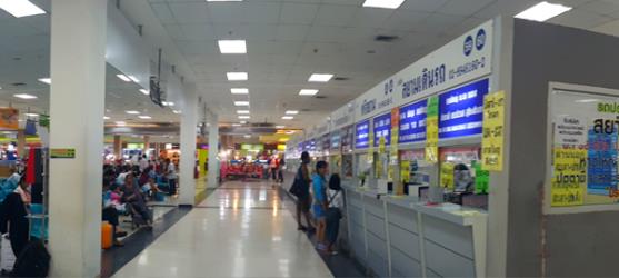 Ticket counters inside Southern Bus terminal