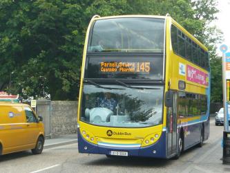 Double decker bus front view