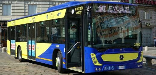 Bus exterior front and side view