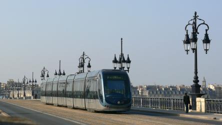 Line B tram on Pont de Pierre